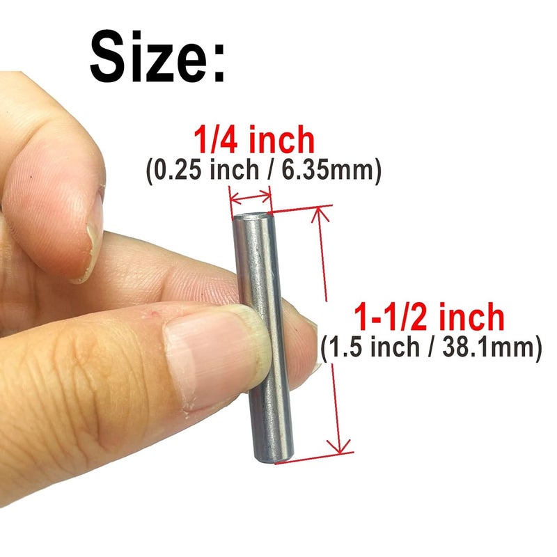 ZDingTech 10pcs 1/4 x 1-1/2 Dowel Pins,1/4 inch x 1-1/2 inch Metal Dowel pins Shelf Pegs,Support Shelves,Bearings Alloy Steel Wood Bunk Bed pegs - Image 3